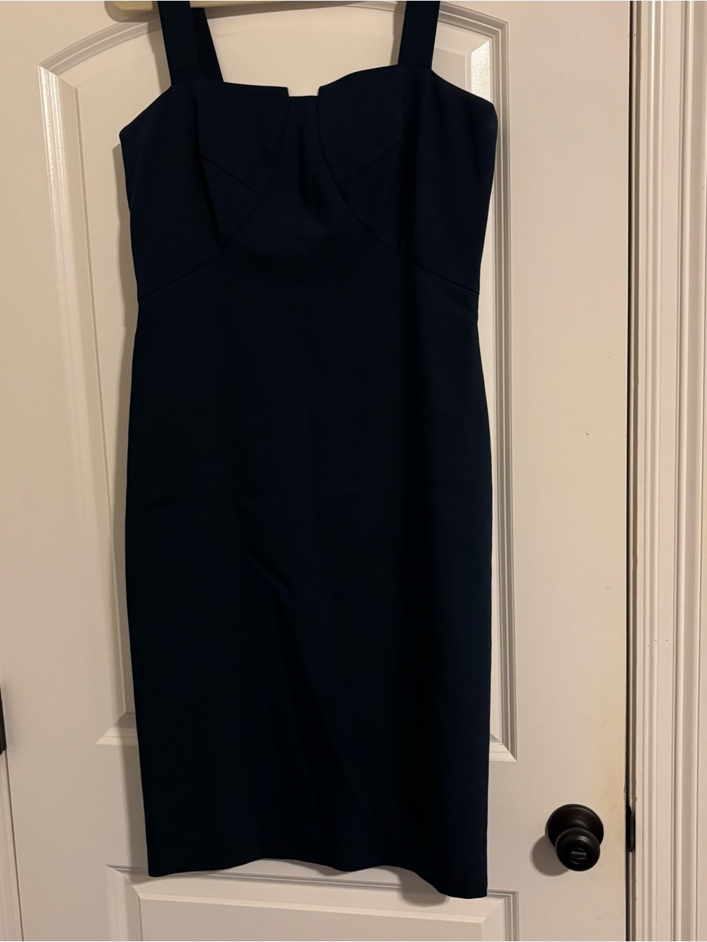 ANTONIO MELANI Navy Square-Neck Midi Sheath Dress